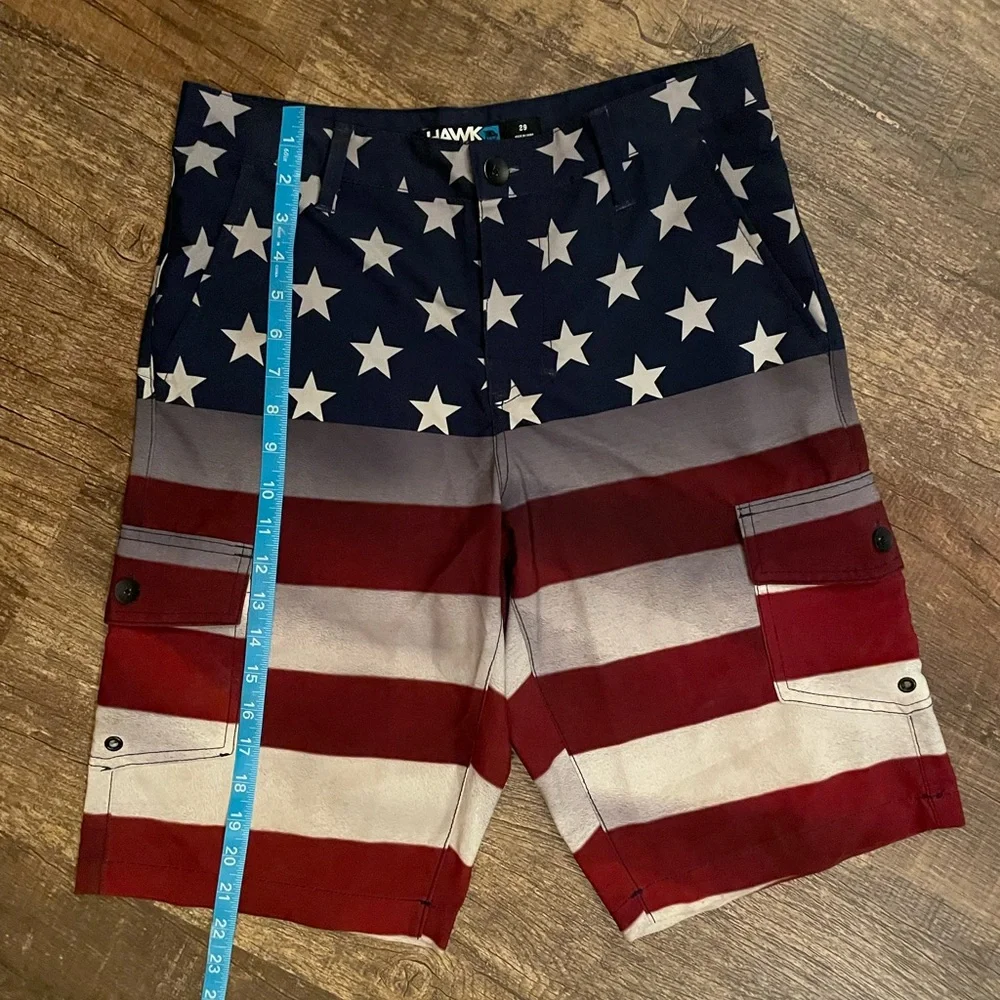 💎2/$22~Mens HAWK American Flag Board Shorts~29 - Picture 5 of 7